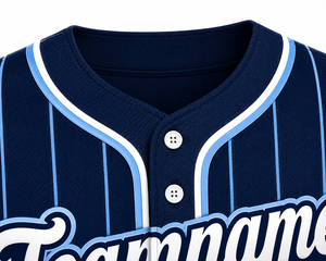 Maillot de baseball SINEWY SPORTS, sublimé, rayé, dégradé bleu et blanc, anti-transpiration, unisexe adulte, manches courtes, boutons sur le devant - Product Image 5