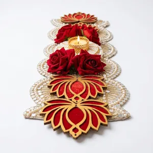 Floral Wooden Wall Hanging <b>Decor</b> with Red Roses and Candle Holder for Wedding Home Living Room Traditional Style - Product Image 3