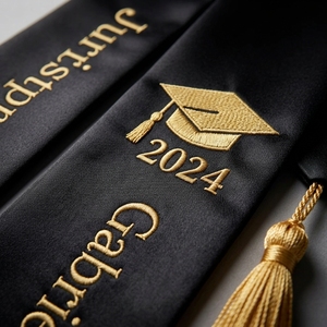 Estola de Graduación Personalizada de Poliéster Satinado con Borla Bordada para Ceremonias de Bachillerato, Universidad y Enfermería - Product Image 3