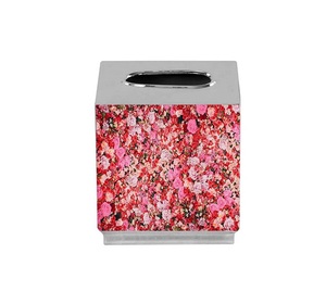Boîte à mouchoirs à motif floral avec motif de roses roses, support décoratif pratique pour la maison, le bureau, la cuisine - Product Image 3