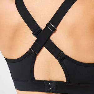 Sujetador deportivo de primera calidad estilo racerback sin costuras, de soporte medio, de una pieza, color rojo tartán para mujer - Product Image 3