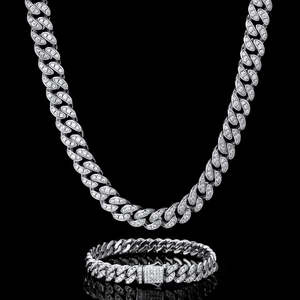 Luxury Full Iced Out Cuban Link Chain <b>White</b> <b>Gold</b> Plated Diamond <b>Men</b> Women Jewelry Hip Hop <b>Necklace</b> - Product Image 3
