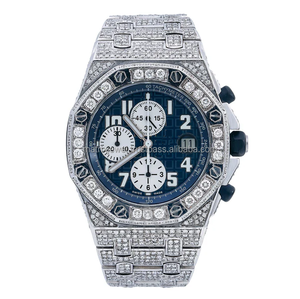 Reloj de diamantes de diseñador de cuarzo natural de alta calidad Iced Out VVS Claridad forma redonda Reloj de acero inoxidable Hip Hop tendencia - Product Image 1