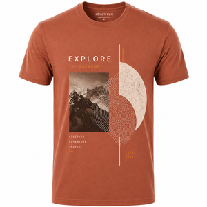 เสื้อยืดแขนสั้นสีเขียวมะกอกสำหรับผู้ชาย คอกลม ทรงปกติ ผ้าเทอร์รี่ 100% ผ้าฝ้าย เป็นมิตรกับสิ่งแวดล้อม สไตล์ลำลอง พิมพ์ลายตัวอักษรด้านหน้า - Product Image 1