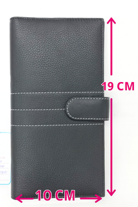 กระเป๋าสตางค์หนังแท้สีดำ WRIZA สำหรับผู้ชาย พร้อมรายละเอียดการเย็บอย่างประณีตและตัวล็อคแบบสแนปที่ปลอดภัย ดีไซน์เรียบหรู บางเฉียบ เหมาะสำหรับพกพาในชีวิตประจำวัน - Product Image 5