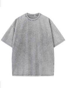 เสื้อยืดโอเวอร์ไซส์สีพื้นสไตล์วินเทจย้อมสีแบบแอซิดวอช ผ้าฝ้าย 100% คอกลม แขนสั้น สวมใส่สบายๆ สไตล์สตรีทแวร์ เป็นมิตรต่อสิ่งแวดล้อม - Product Image 3
