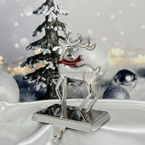 Soporte de calcetín navideño de metal personalizado al por mayor, decoración de Festival plateada con diseño único del fabricante - Product Image 2