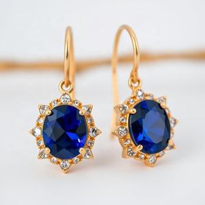 ของขวัญปาร์ตี้แบบเรียบง่าย925ทึบต่างหูห้อยเงินสเตอร์ลิงสำหรับผู้หญิงเครื่องประดับชั้นดีสีน้ำเงินมีดีไซน์หรูหรา - Product Image 3