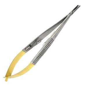 Porte-aiguille manuel Castroviejo incurvé avec serrure TC Gold en acier instruments chirurgicaux en acier inoxydable - Product Image 4