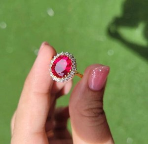 Floral Ruby Statement <b>Ring</b> 925 Sterling Silver 14K Gold Plated Handmade Elegant Jewelry Gift For Women - Product Image 5