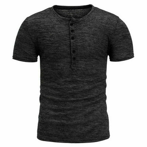 เสื้อยืดคอกลมแขนสั้นสีพื้นสำหรับผู้ชาย ผ้าเจอร์ซีย์โพลีเอสเตอร์/คอตตอน พิมพ์ลายพัฟฟ์ แห้งเร็ว ระบายอากาศได้ดี สวมใส่สบาย - Product Image 3