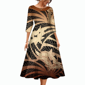 Robe formelle pour femme, style designer, imprimé Sia, jupe personnalisée, motif tribal polynésien Samoa, décontractée, grande taille - Product Image 2