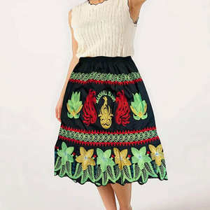 Falda de Moda Micronesiana Personalizada de Alta Calidad, Falda de Algodón con Bordado Polinesio para Mujer, Corte en A - Product Image 5