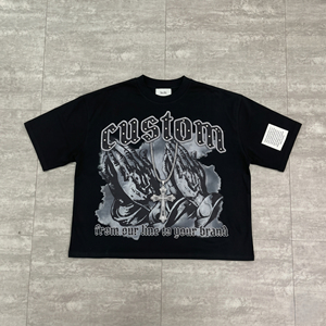 Camiseta Negra Personalizada para Hombre, Estilo Punk, Estampado de Calaveras, Cuello Redondo, Corte Regular, Algodón Jersey - Product Image 2