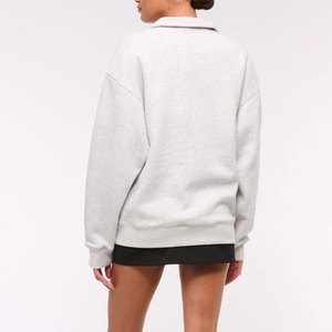 Sweat-shirt à col zippé pour femme Wearpex avec logo personnalisé, ultra doux, en polaire premium, 220g, mélange polyester/coton écologique - Product Image 5