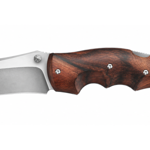 Cuchillos de caza de hoja fija con mango de madera marrón contorneado con ranuras para los dedos y hoja de acero ancha para camping y actividades al aire libre. - Product Image 6