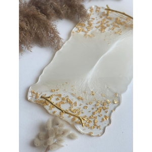 Handmade <b>Epoxy</b> Resin Serving Tray With Gold Handles Custom Marble Effect Geode Decorative Tray For <b>Coffee</b> <b>Table</b> & Vanity On Sale - Product Image 5
