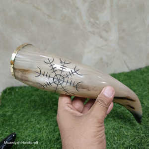 Cuerno para beber de nuevo diseño de alta calidad con logotipo grabado de anillo de latón Cuerno de buey de alta venta natural Cuerno para beber a bajo precio - Product Image 6