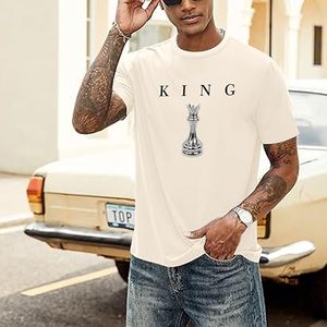 Camiseta de ajedrez King para hombre, camisetas gráficas de diseñador, camisetas estampadas para hombre, camiseta urbana con letras, ropa de calle - Product Image 3