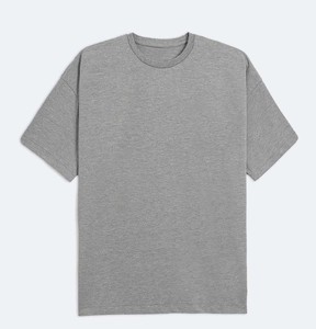 เสื้อยืดผู้ชายสีเทา ผ้าฝ้าย 100% คอกลม แขนสั้น สีพื้น ทรงลำลอง กระชับพอดีตัว ผ้าเจอร์ซีย์ถัก ทรงไหล่ตก - Product Image 1