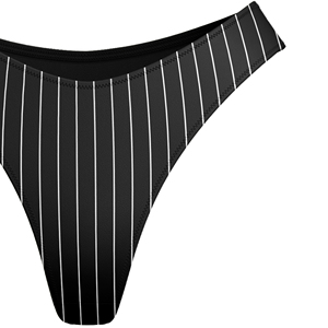 Tangas sexys para mujer, de tela no tejida, con elastano, a rayas blancas y negras, de talle medio, con logo en la cintura, de secado rápido y transpirables. - Product Image 5