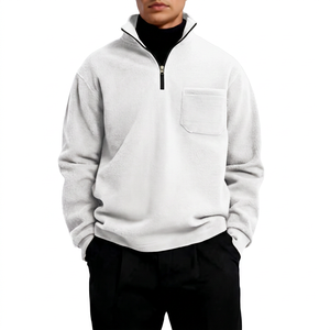 Sudadera Casual de Forro Polar Beige para Hombre con Cierre de Cremallera de un Cuarto, Bolsillo y Ajuste Regular para Otoño - Product Image 6