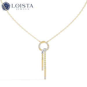 LOISTA Women's Yellow Gold Lab Grown Diamond <b>Necklace</b> Gold Plated Luxury Minimalist Design Round Brilliant Cut Everyday Wear - Product Image 1