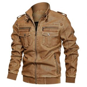 Fashion Motorcycle <b>Jacket</b> <b>Smart</b> Casual PU Zipper Stand Collar Windproof Warm Winter Clothing New <b>Men's</b> - Product Image 3