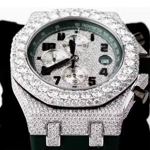 Montre de luxe en acier inoxydable argenté 925, sertie de moissanite et de diamants de qualité E, taille brillant ronde, vente en gros, fabricant - Product Image 4