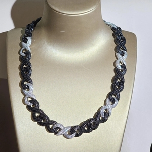 สร้อยคิวบาลิงค์แบบฝังเพชรโมอิสซาไนต์สีดำ VVS ขนาด 12 มม. สไตล์ฮิปฮอป เครื่องประดับเงินแท้ 925 ดีไซน์หรูหรา - Product Image 1