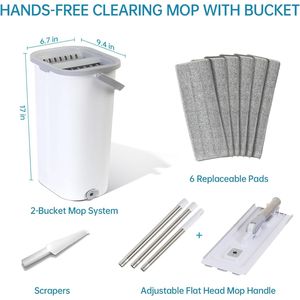 Kit Mop da Cucina e Bagno in Microfibra per Donna con Manico Lungo, Spazzola, Strizzatore e Secchio per Pareti/Pavimenti in Legno Duro, Prodotto Lavabile - Product Image 3