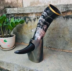 ฮอร์นสำหรับดื่มไวน์พร้อมขาตั้งแฮนด์เมดขนาด350มล. ดีไซน์หรูหราสไตล์วินเทจสำหรับปาร์ตี้ไวน์ - Product Image 3