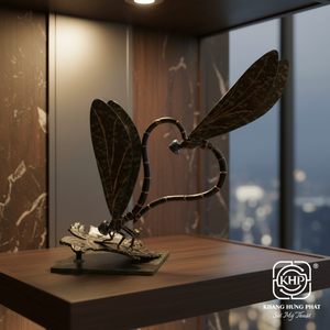 Sculpture d'art en fer forgé libellule 100% faite à la main, résistante aux intempéries et aux UV, décoration de jardin et de maison, artisanat métallique Feng Shui - Product Image 4