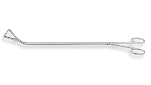 Abrazadera curva izquierda VATS Duval con mordazas triangulares dentadas, eje de 10 mm, trinquete de 25 mm, mandíbula de 23,5 cm, longitud de trabajo de 34 cm, longitud total - ZETOMEDPRO - Product Image 2