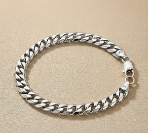 Pulsera y Collar de Eslabones Cubanos de Plata de Ley 925 al por Mayor, Chapado en Oro Rosa, Engaste de Bisel de 8mm, Unisex, Regalo Hip Hop - Product Image 3