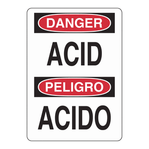 Signalisation bilingue de danger d'acide pour les zones de sécurité en laboratoire et industrielles - Product Image 3