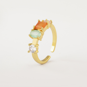 Anillos de Plata y Oro de Aniversario al por Mayor QIKU, Anillos de Zirconia Coloridos Ajustables, Elegantes y Únicos de Alta Calidad <span class=keywords><strong>para</strong></span> Mujer - Product Image 4