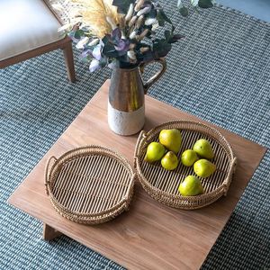 Set di 3 Vassoi Decorativi in Bambù Intrecciato per Organizzazione Cucina e Articoli per la Casa - Product Image 3