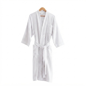 Peignoir en coton éponge pour homme, manches longues, couleur unie, doux, décontracté, avec poches, lavable en machine, respirant - Product Image 2