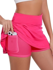 Women White Tank <b>Top</b> With Pink Tennis Skirt Moisture Wicking Breathable Quick Dry Fitted Sport Set Summer Apparel - Product Image 3