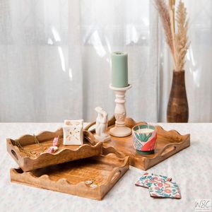 Round Wooden <b>Tray</b> wooden serving <b>tray</b> wooden <b>breakfast</b> <b>tray</b> wholesale Manufacturer - Product Image 4