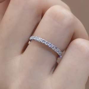 Classic Full Diamond <b>Ring</b> Round Cut Lab Grown Diamond Jewelry 14K Solid Gold Wedding <b>Ring</b> for Women - Product Image 5