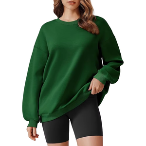 Oversized Women's Half <b>Zipper</b> 100% Cotton Fleece Drop Shoulder Pullover Sweatshirt Eco-Friendly Front Logo High Quality OEM - Product Image 4