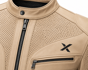 Chaqueta de Motocicleta de Cuero Perforado para Verano |   Negro Beige Oliva |   Fabricante OEM ODM |   Diseño de Calidad Premium |   Transpirable | - Product Image 4