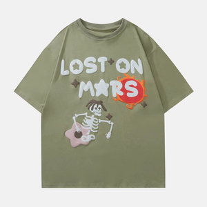 Camiseta Casual para Hombre Lost Mars Cartoon, Negra, 100% Algodón, Transpirable, Ecológica, Corte Regular, Cuello Redondo, Largo Regular - Product Image 3