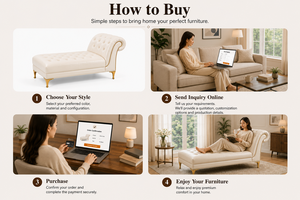 Luxury Modern Tufted Genuine Leather Chaise Lounge Chair with Turned Legs for Living Room Home Furniture - Product Image 4