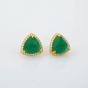 Clou d'oreille 925 bijoux en argent boucle d'oreille avec CZ 925 bijoux en argent Original vert Onyx mignon clou d'oreille - Product Image 4