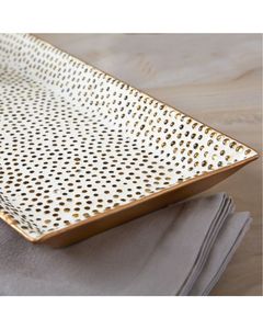 Elegante Bandeja de Metal con Cuentas Doradas para Servir Alimentos, Moderna y Minimalista, para Restaurantes, Hoteles, Catering, Bandejas Decorativas para Joyería - Product Image 1