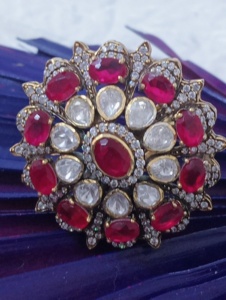 แหวนเงินแท้ 925 ชุบทองรูปดอกไม้เคลือบสีแดงแบบวินเทจจาก Amaira Jewels ปรับขนาดได้ เหมาะสำหรับทั้งชายและหญิง ของขวัญเครื่องประดับสำหรับงานแต่งงาน - Product Image 6