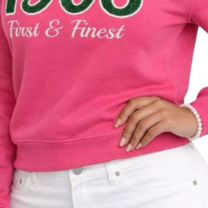 สีชมพู 1908 เสื้อสเวตเชิ้ตยาวระดับเอวแบบนุ่มพิเศษ คอกลม แขนยาว สำหรับผู้หญิง แฟชั่นลำลอง สไตล์ Sorority - Product Image 6